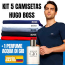 Kit 5 Camisetas Hugo Boss + Perfume Armani de Regalo - ¡OFERTA SOLO HOY!
