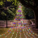 CORTINA DE LUCES LED TIPO ARBOL DE NAVIDAD CON ESTRELLA 5 METROS SOLAR