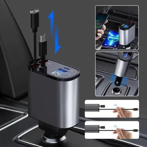 ULTIMAS 13 UNIDADES | Cargador Retráctable de Carro BatteryMax® 4 en 1