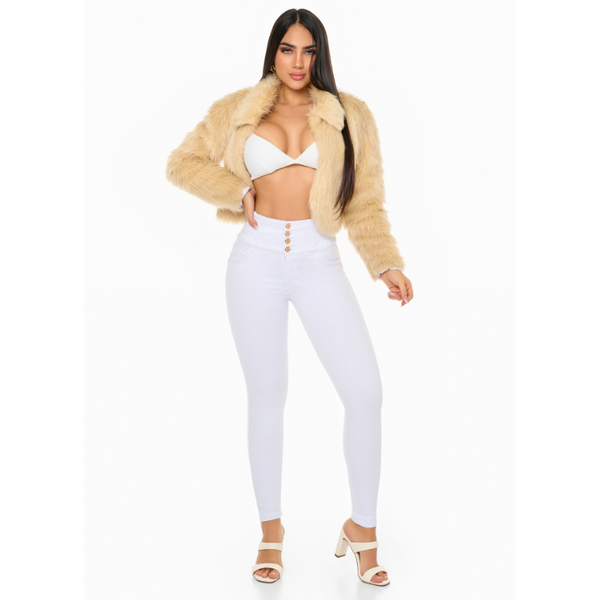 Pantalón Pretina Ancha Blanco Jean - QuieroMás Magazine